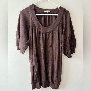 Y2K Vince Wool Brown Scoop Neck Mini Sweater Dress Size Medium